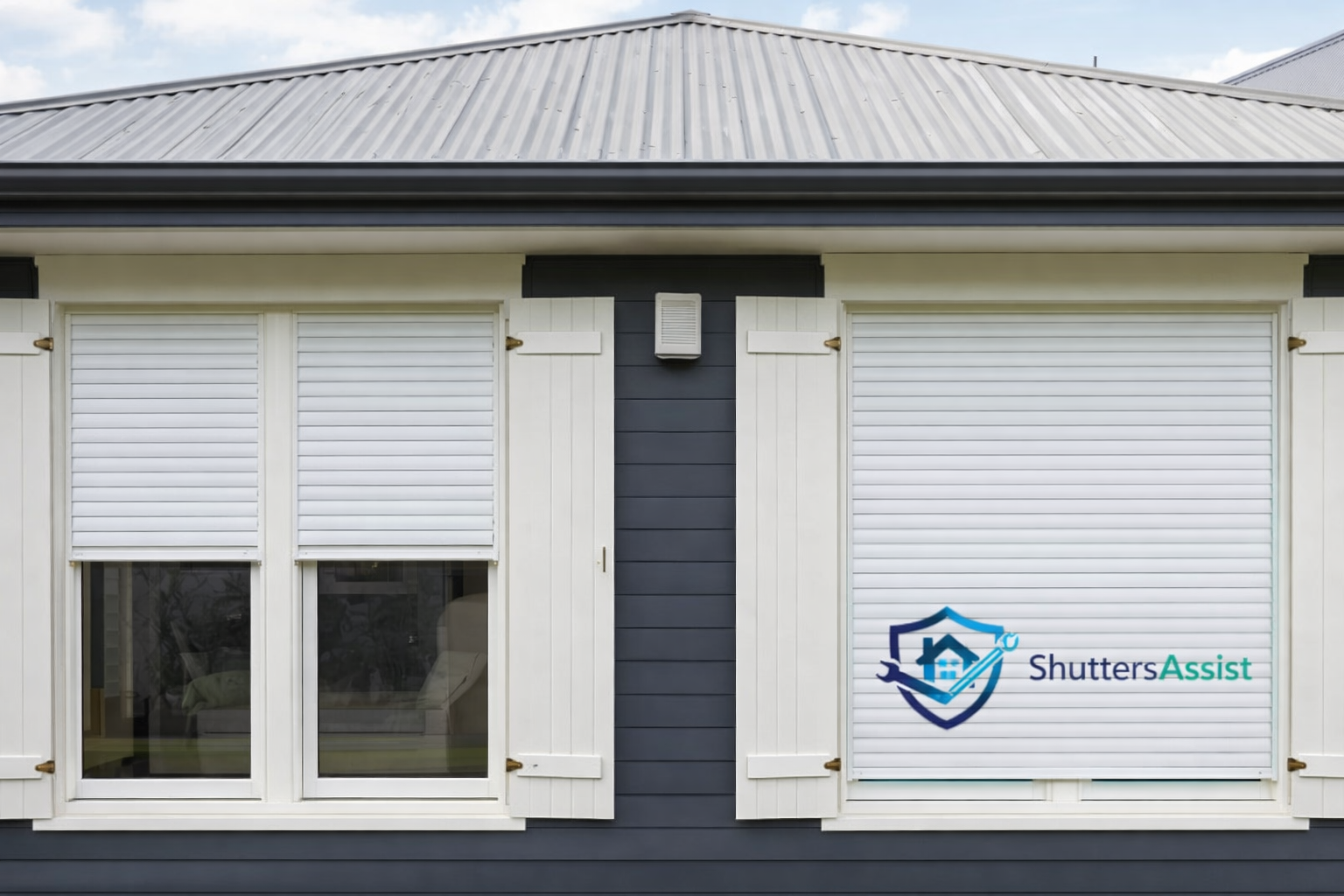 Australian home with professional roller shutters